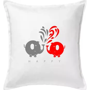 Polštář Slon veselý - Polštář 50x50 - 50x50 - Pouze potah ( Bílá )