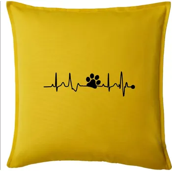 Polštář Ekg psí tlapka - Polštář 50x50 - 50x50 - Pouze potah ( Žlutá )