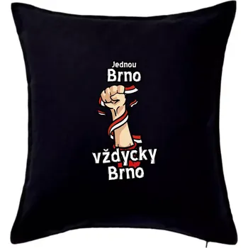 Polštář Jednou Brno vždycky Brno - Polštář 50x50 - 50x50 - Pouze potah ( Černá )