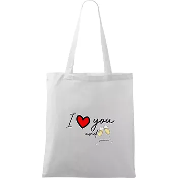 I love you and prosecco - Taška bavlněná - 42 x 38 cm ( Bílá )