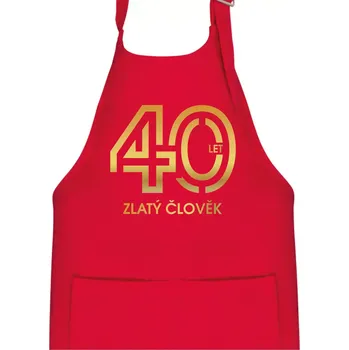 Kuchyňská zástěra 40 let zlatý člověk - Dětská zástěra na vaření - Univerzální velikost ( Červená )