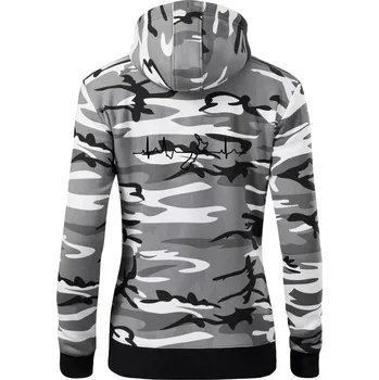 Dámská mikina Nový Zéland EKG - Dámská mikina trendy zipper s kapucí - XL ( Šedý maskáč )