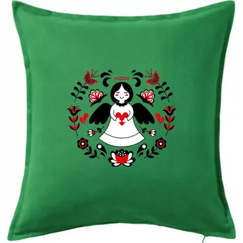 Polštář Folklor - Andělíček - Polštář 50x50 - 50x50 - Pouze potah ( Středně zelená )
