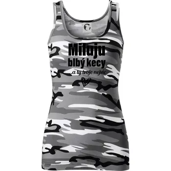 Dámské tričko Miluju blbý kecy - Dámské Maskáčové tílko - L ( Šedý maskáč )