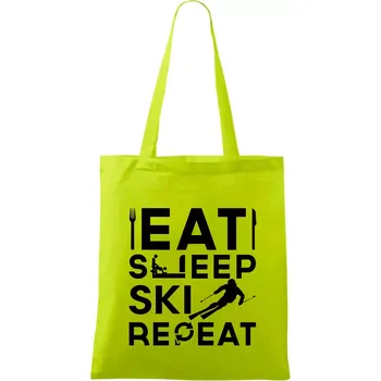 Eat sleep ski repeat - Taška bavlněná - 42 x 38 cm ( Limetková )