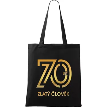 70 let zlatý člověk - Taška bavlněná - 42 x 38 cm ( Černá )