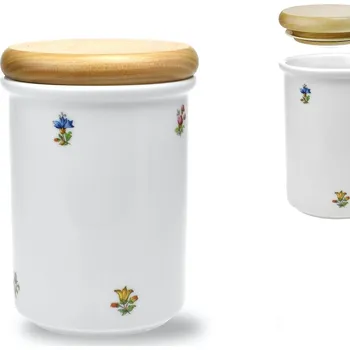 Dóza na potraviny Dekorace porcelánu Atelier Pešatová Dóza C velká se dřevěným víčkem - chodovská házenka - ø 9,7 cm x 12,5 cm