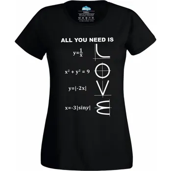 Dámské tričko Matematická Láska (Skladem XS-4XL) (Velikost: 4XL, Barva: Černá)