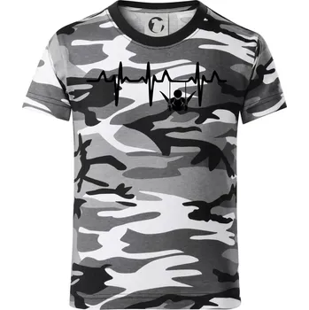 Chlapecké tričko EKG cvičení kruhy - Dětské maskáčové triko - 122 cm/6 let ( Šedý maskáč )