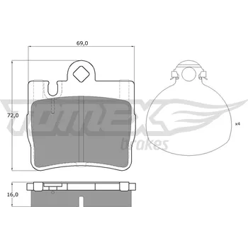 Brzdová destička Sada brzdových destiček, kotoučová brzda TOMEX Brakes TX 12-87