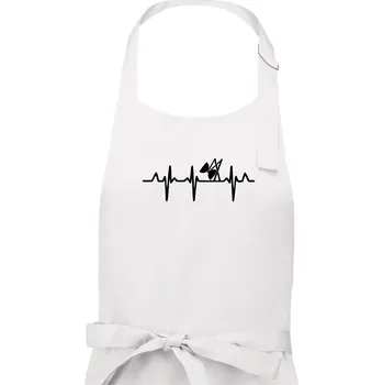 Kuchyňská zástěra EKG diabolo - Pánská zástěra na vaření - Univerzální velikost ( Bílá )
