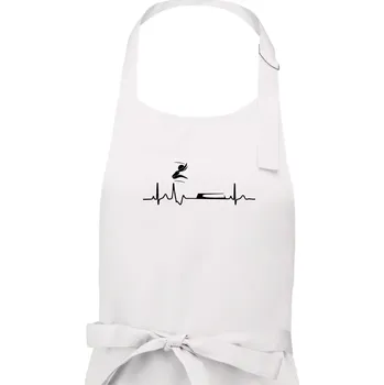 Kuchyňská zástěra EKG skok do dálky - Dámská zástěra na vaření - Univerzální velikost ( Bílá )