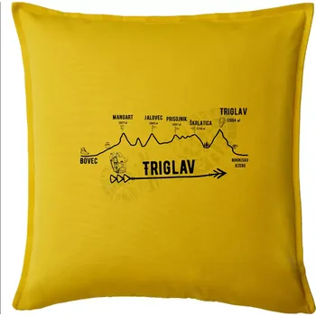 Polštář Profil Triglav Bovec - Bohinjské jezero - Polštář 50x50 - 50x50 - Pouze potah ( Žlutá )