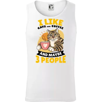 I like cats and coffee and maybe 3 people - Tílko pánské Core - S ( Bílá )