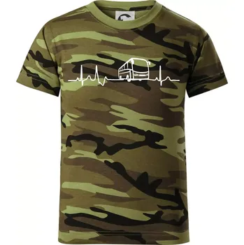 Chlapecké tričko EKG autobus - Dětské maskáčové triko - 134 cm/8 let ( Zelený maskáč )