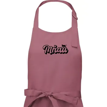 Kuchyňská zástěra Mňau nápis - Dámská zástěra na vaření - Univerzální velikost ( Starorůžová )