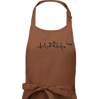 Kuchyňská zástěra Ekg psí obrys - Pánská zástěra na vaření - Univerzální velikost ( Kakaová )