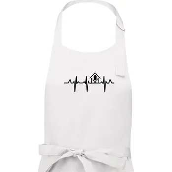 Kuchyňská zástěra EKG rumka - Dámská zástěra na vaření - Univerzální velikost ( Bílá )