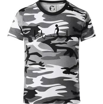 Chlapecké tričko EKG kroket - Dětské maskáčové triko - 104-110cm / 3-4 roky ( Šedý maskáč )