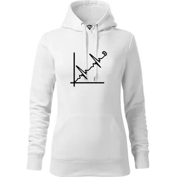 Dámská mikina EKG graf bitcoin - Mikina dámská Cape s kapucí - L ( Bílá )