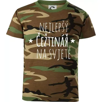 Chlapecké oblečení Nejlepší češtinář na světě - Dětské maskáčové triko - 122 cm/6 let ( Hnědý maskáč )