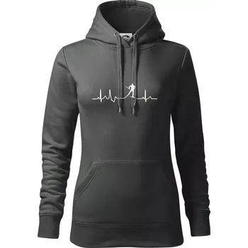 Dámská mikina Ekg běžkař - Mikina dámská Cape s kapucí - L ( Tmavá břidlice (šedá se zeleným nádechem) )