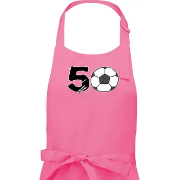Kuchyňská zástěra Fotbal kulaté narozeniny 50 - Pánská zástěra na vaření - Univerzální velikost ( Růžová )
