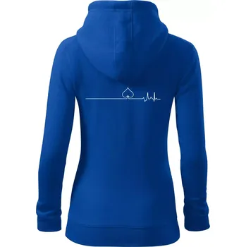 Dámská mikina Poker EKG listy piky - Dámská mikina trendy zipper s kapucí - 2XL ( Královská modrá )