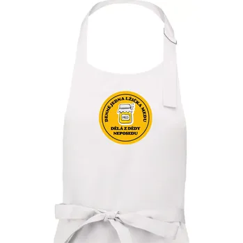 Kuchyňská zástěra Děda neposeda med - Pánská zástěra na vaření - Univerzální velikost ( Bílá )