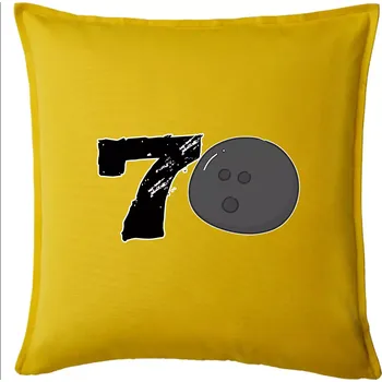 Polštář Bowling kulaté narozeniny 70 - Polštář 50x50 - 50x50 - Včetně výplně ( Žlutá )