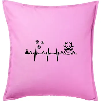 Polštář EKG Vánoce Vločky a sob - Polštář 50x50 - 50x50 - Včetně výplně ( Růžová )
