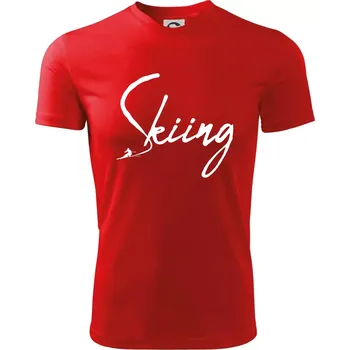 Chlapecké tričko Skiing nápis lyžař - Dětské triko sportovní (dresovina) - 122 cm/6 let ( Červená )