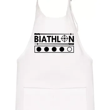 Kuchyňská zástěra Biathlon terč a hůlky - Dětská zástěra na vaření - Univerzální velikost ( Bílá )