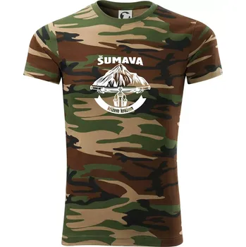 Pánské tričko Šumava křížem krážem - Army CAMOUFLAGE - S ( Hnědý maskáč )