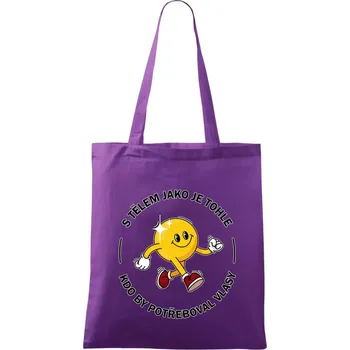 S tělem jako tohle, kdo by potřeboval vlasy - Taška bavlněná - 42 x 38 cm ( Fialová )