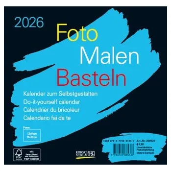 Foto-Malen-Basteln Bastelkalender schwarz quer 2026 - Korsch Verlag