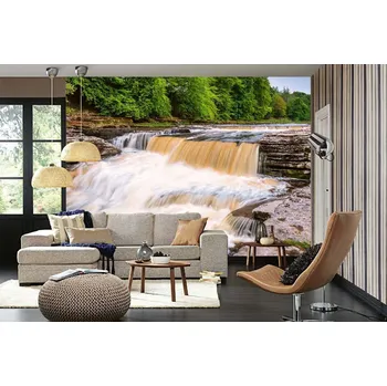 Fototapeta DIMEX | Samolepicí vliesová fototapeta na zeď Aysgarth Falls, Yorkshire MA-5-3159 | 375 x 250 cm | zelená, bílá, šedá + Samolepicí vliesová fototapeta na stěnu DIMEX Aysgarth Falls, Yorkshire MA53159 v rozměru 375 x 250 cm