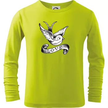 Chlapecké tričko Love holubice - kreslená - Triko dětské Long Sleeve - 158 cm/12 let ( Limetková )