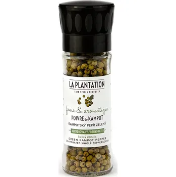 Koření La Plantation Kampotský pepř zelený dehydrovaný 15g mlýnek