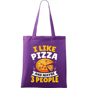 I like pizza and maybe 3 people - Taška bavlněná - 42 x 38 cm ( Fialová )