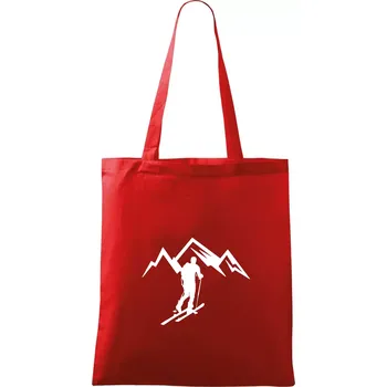 Nákupní taška Skialp výlet na hory - Taška bavlněná - 42 x 38 cm ( Červená )