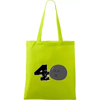 Bowling kulaté narozeniny 40 - Taška bavlněná - 42 x 38 cm ( Limetková )