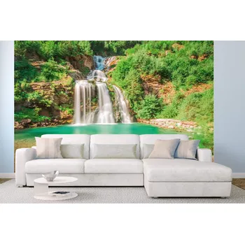 Fototapeta DIMEX | Samolepicí vliesová fototapeta na zeď PIUMOGNA, Švýcarsko MA-5-3171 | 375 x 250 cm | zelená, bílá, hnědá + Samolepicí vliesová fototapeta na stěnu DIMEX PIUMOGNA, Švýcarsko MA53171 v rozměru 375 x 250 cm