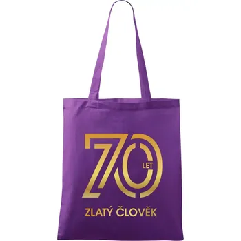 70 let zlatý člověk - Taška bavlněná - 42 x 38 cm ( Fialová )