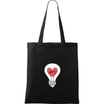 Love žárovka rozum - Taška bavlněná - 42 x 38 cm ( Černá )