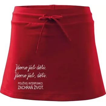 Dámská sukně Jdeme jíst děti - Sportovní sukně - two in one - S ( Červená )
