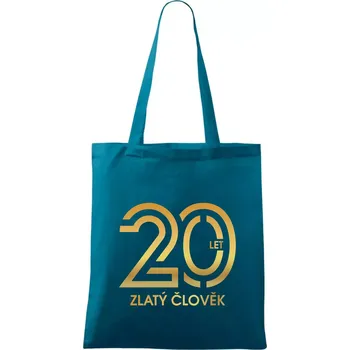 20 let zlatý člověk - Taška bavlněná - 42 x 38 cm ( Petrolejová )
