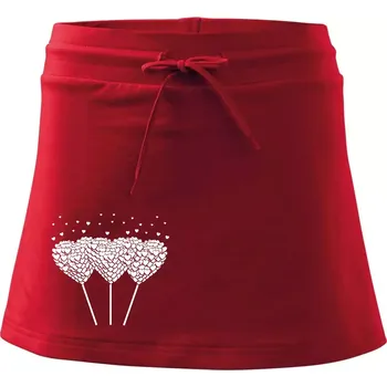 Dámská sukně Srdce balónky - Sportovní sukně - two in one - L ( Červená )