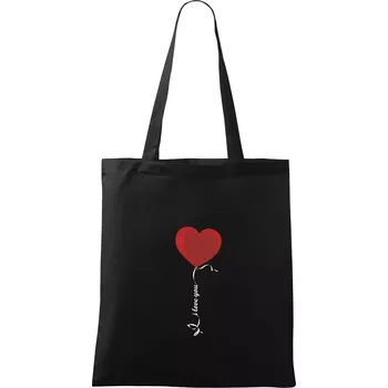 Srdce balónek - Taška bavlněná - 42 x 38 cm ( Černá )