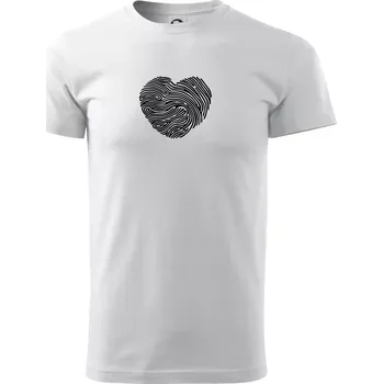 Pánské tričko Otisk prstu srdce - Triko extra velké (5-8XL) - 7XL ( Bílá )